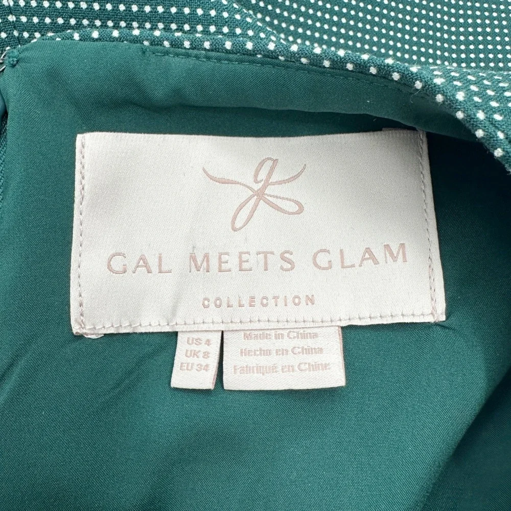 Gal‎ Meets Glam Meg Sleeveless Polka Dot Dress in Green Size 4